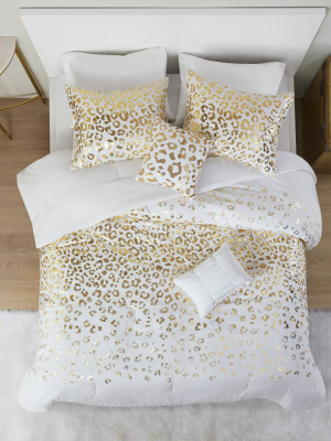 Kendra Metallic Printed Comforter Set Ivory/gold