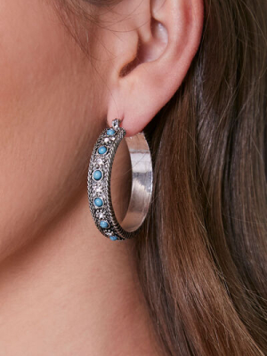 Faux Stone Hoop Earrings