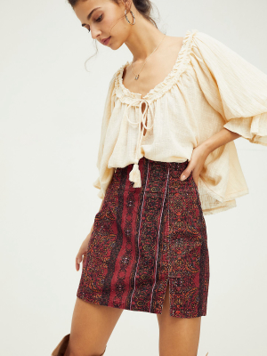 Holding Onto A Dream Printed Cord Skirt