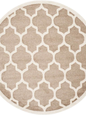 Amherst Quatrefoil Wheat/beige Round Rug