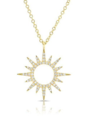 14kt Yellow Gold Diamond Open Mini Sunburst Necklace