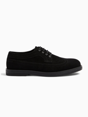 Black Faux Suede Chunky Brogues