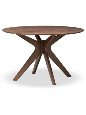 Monte Mid - Century Modern Wood Finish 47 - Inch Round Dining Table - "walnut" Brown - Baxton Studio