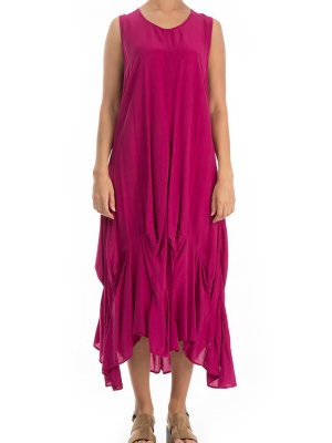 Draped Berry Silk Bamboo Dress