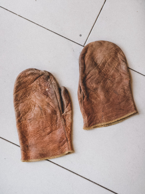 Vintage Leather Mittens