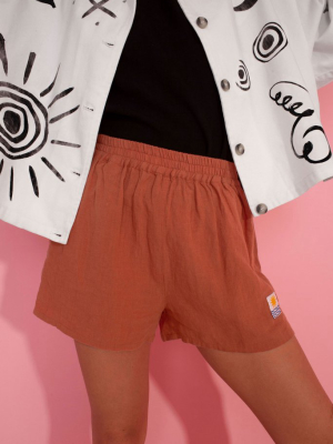 Basic Linen Shorts Terracotta