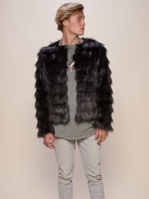 Black Tundra Fox Faux Fur Bomber Jacket | Men's