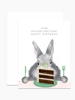 Gray Hare Birthday Cake Card - Dh5