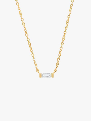 Solitaire Diamond Baguette Necklace