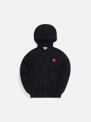 Comme Des Garçons Play Mens Sweatshirt Zip Up Hoodie - Black