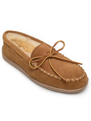 Minnetonka Women's Suede Sheepskin Hardsole Moc Slipper 3341