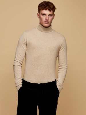 Considered Stone Marl Essential Roll Knitted Sweater