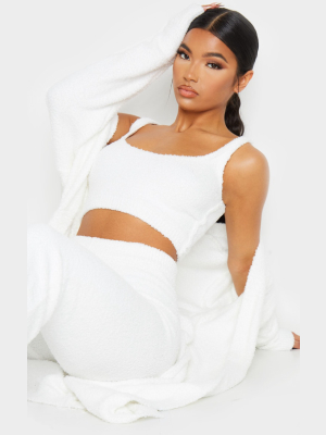 Cream Scoop Neck Chenille Crop Top