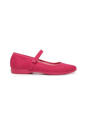 Classic Canvas Mary Janes In Fuxia