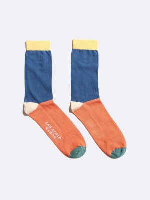 Blue Multi Colorblock Socks