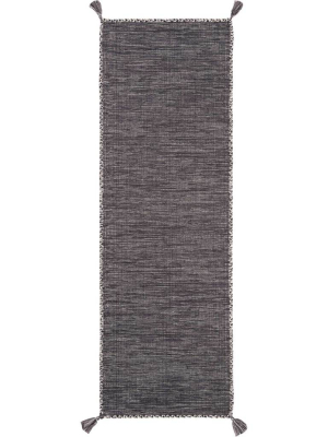 Montauk Washed Gray/black Runner Rug