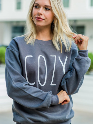 Cozy Charcoal Gray Graphic Sweatshirt