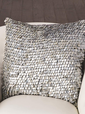 Global Views Mother Of Pearl Beaded Pillow - Grey