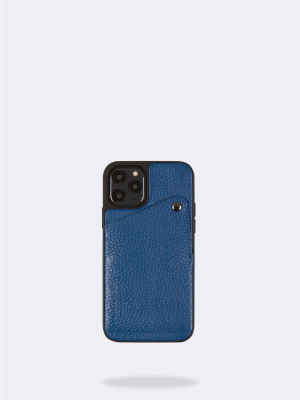Alex Pebble Leather Wallet Case (no D-rings) - Deep Blue/pewter
