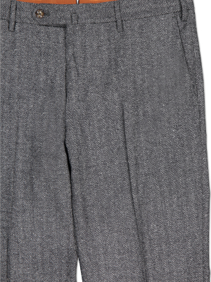 Herringbone Slim Flat Front Trouser