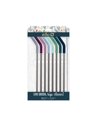 Ello 8pk Stainless Straws With Silicone Tips