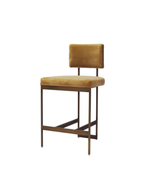 Baylor Counter Stool Bronze And Camel Velvet