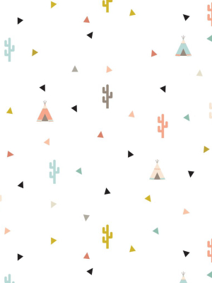 Teepee & Cactus Wallpaper From The Muffin & Mani Collection By Milton & King