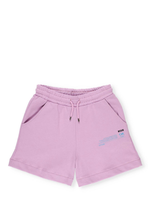 Msgm Kids Logo Printed Drawstring Shorts