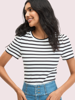 Striped Puff-sleeve Tee