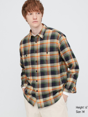 Men Flannel Checked Long-sleeve Shirt