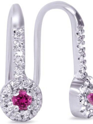 Pompeii3 1/3ct Pink Sapphire & Diamond Drop Earrings 14k White Gold