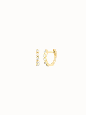 Diamond Mini Bezel Huggie Earring