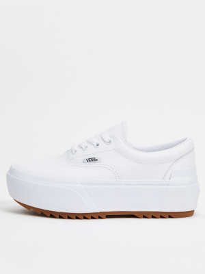 Vans Era Stacked Leather Sneakers In White