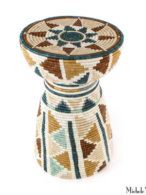 Colorful Woven Grass Side Table