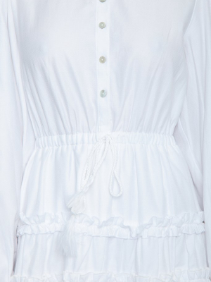 Baku Collared Button Up Mini Dress - Plain White