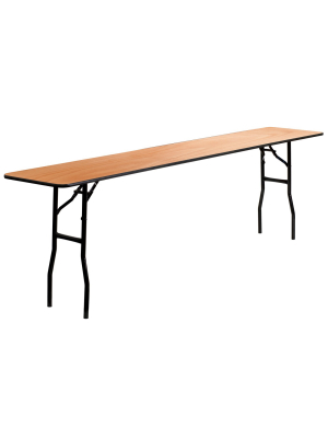 Flash Furniture 8-foot Rectangular Wood Folding Training / Seminar Table With Smooth Clear Coated Finished Top