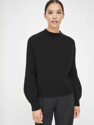 Black Rib-knit Wool-cashmere Sweater