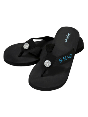 Monogram Bridesmaid Black Flip Flop Sandals