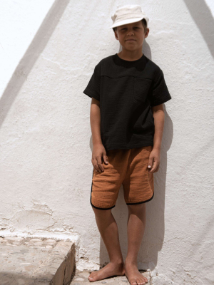 Brown Two Tone Bermuda Shorts