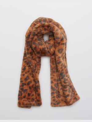 Aerie Faux Fur Leopard Scarf