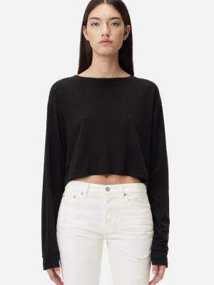 Jersey Ls Cropped Tee / Black