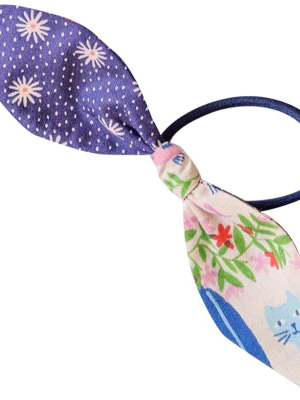 Organic Cotton Bow Hair Elastic Band - Blue Daisy