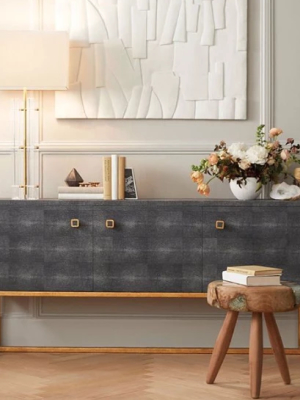 Dallon 3 Door Buffet In Cool Gray Faux Shagreen And Gold