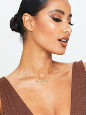 Gold Angel Font Necklace