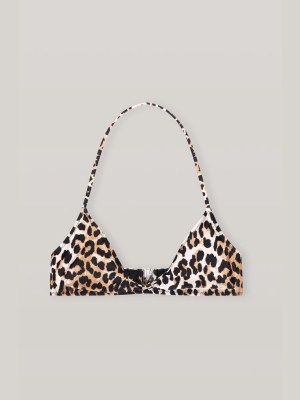 Ganni Twisted Bikini Top Leopard