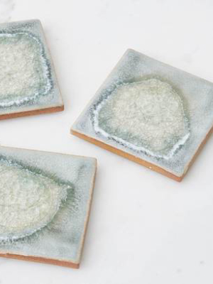 Set Of Ash Glazed Crackle Coasters