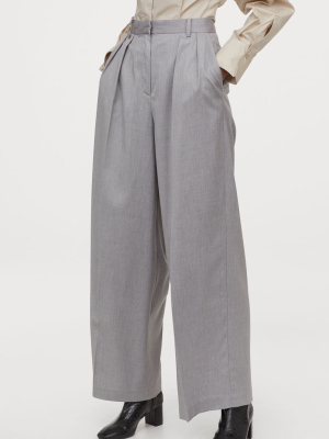 Wide-leg Twill Pants