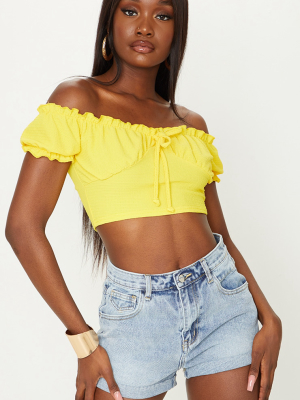 Tall Lemon Crinkle Bardot Top