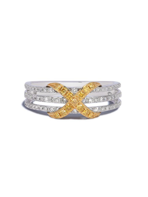 Effy Canare 14k 2-tone Gold Yellow And White Diamond Ring, 0.35 Tcw