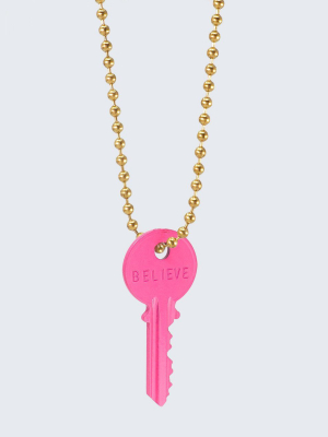 Hot Pink Classic Ball Chain Key Necklace